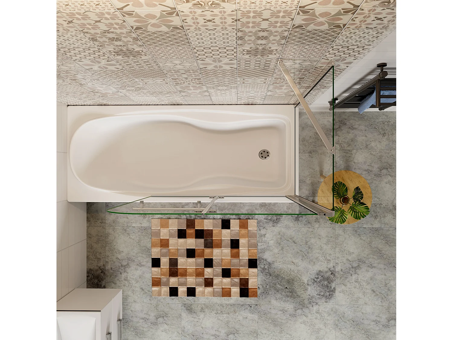 90x140cm Parete Doccia Sopravasca Angolare 2 Ante Pieghevoli con Parete Laterale 65cm Vetro Temperato 6 mm Anticalcare Portasciugamani Cromato Lucido