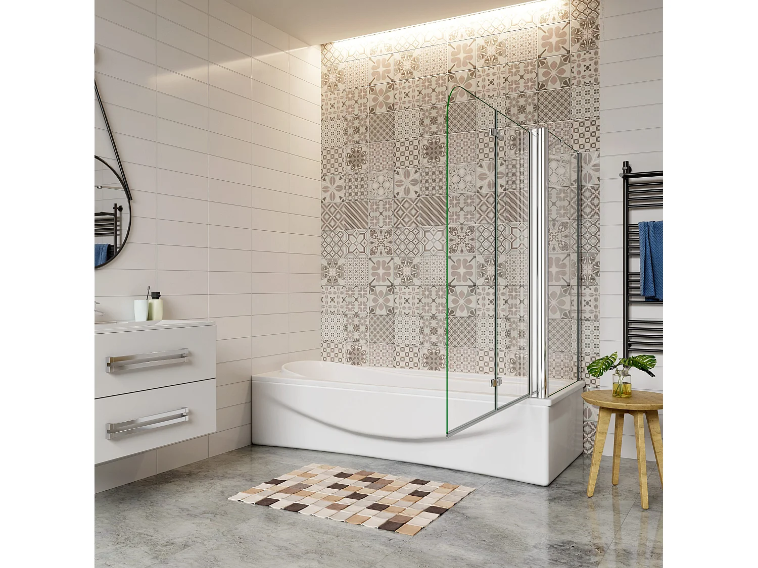 90x80cm Sopravasca Doccia Angolare Alta 140cm 2 Ante con 1 Lato Fisso Vetro 6 mm Temperato Trasparente Anticalcare Cromato Lucido