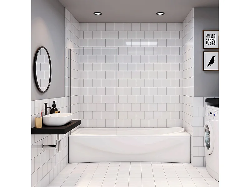 70x140 cm Sopravasca WALK IN Parete Fissa Doccia Per Vasca Pannello Singolo Vetro Temperato 6 mm Trasparente Anticalcare Cromato Lucido