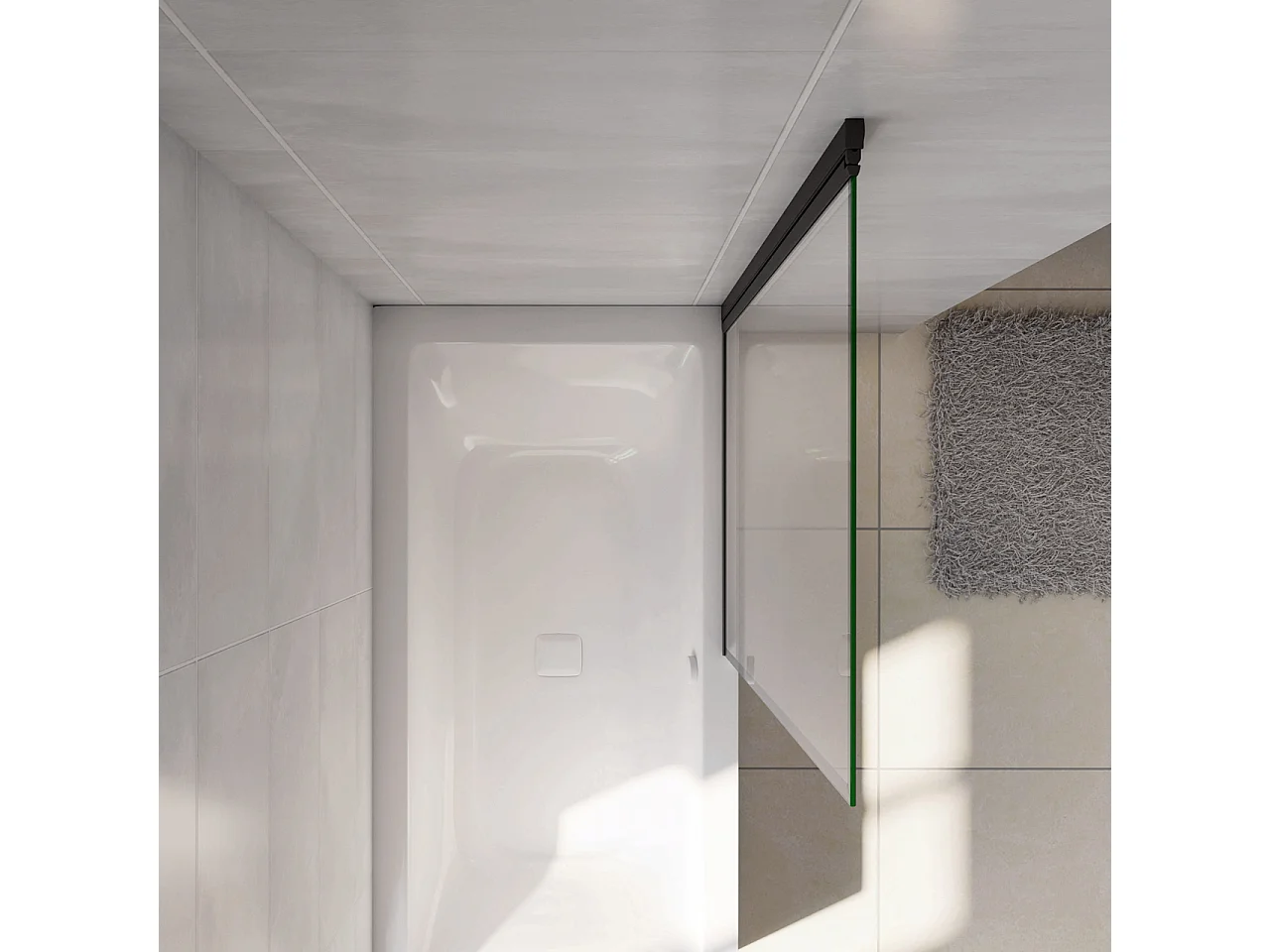 Parete Vasca Doccia 70xh.140cm Sopravasca Anta Girevole in Vetro Temperato 4 mm Trasparente con Bordo Nero Serigrafato