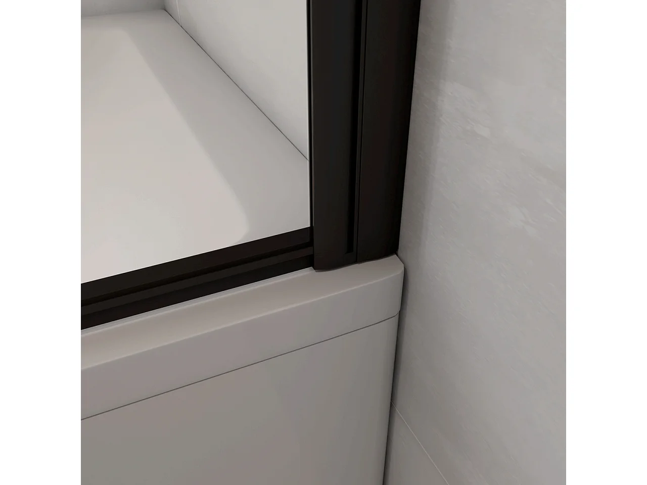 Parete Vasca Doccia 70xh.140cm Sopravasca Anta Girevole in Vetro Temperato 4 mm Trasparente con Bordo Nero Serigrafato