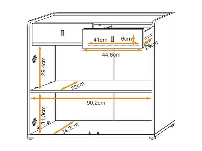 Buffet 2 Portes & 2 Tiroirs "Vivero" 94cm Gris & Naturel