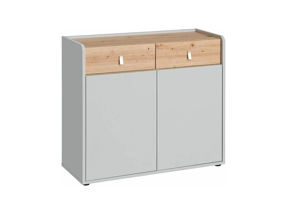 Buffet 2 Portes & 2 Tiroirs "Vivero" 94cm Gris & Naturel