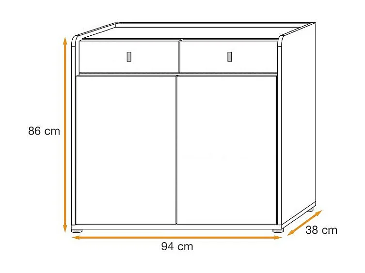Buffet 2 Portes & 2 Tiroirs "Vivero" 94cm Gris & Naturel