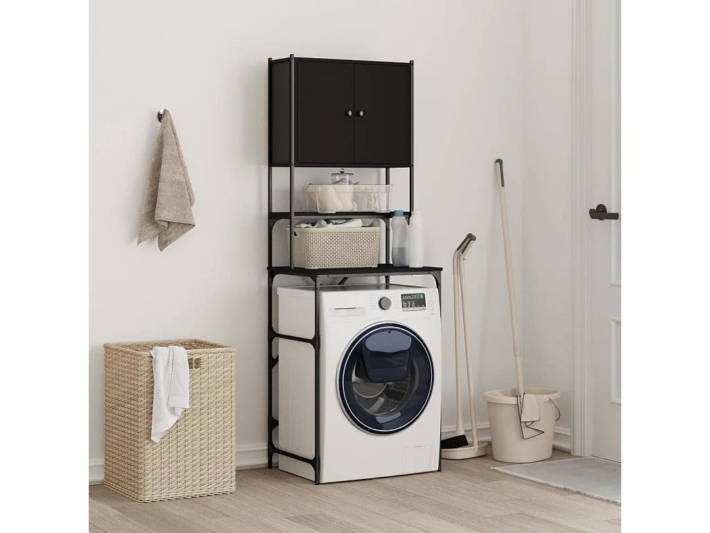 Armoire de machine à laver noir 68x48,5x194 cm