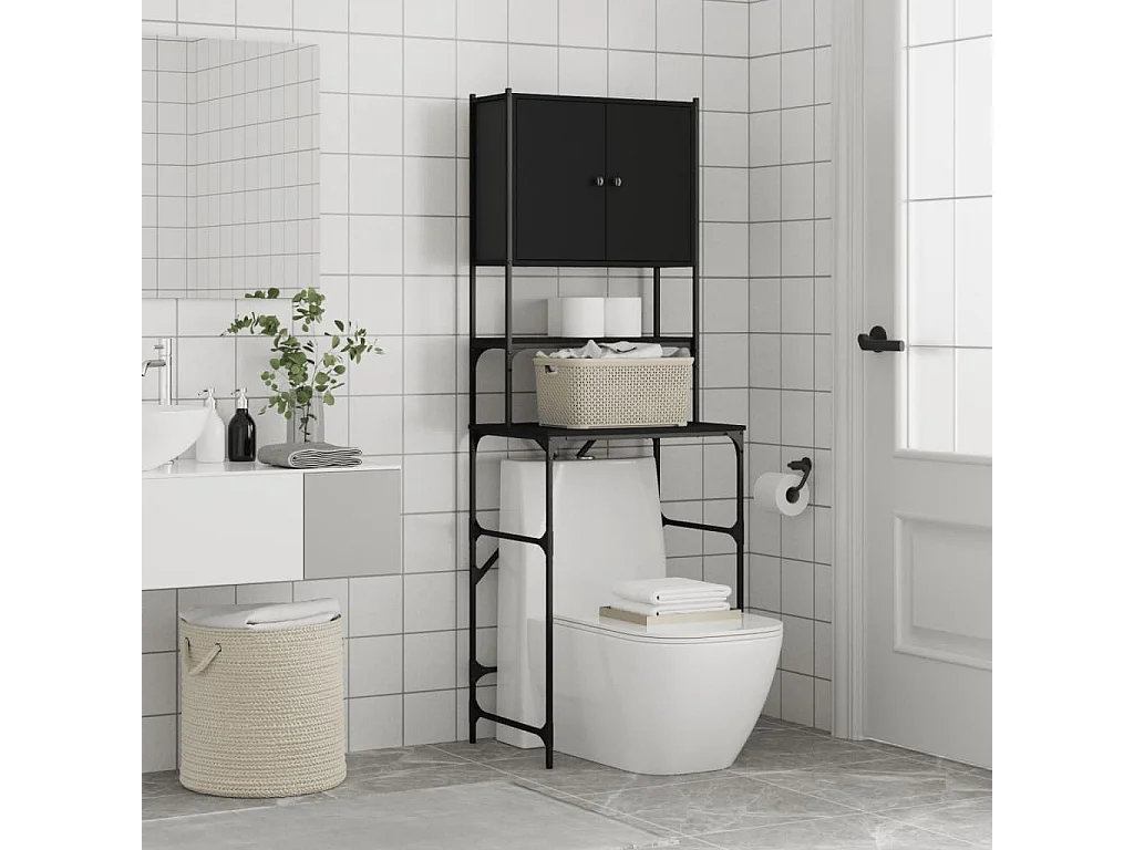 Armoire de machine à laver noir 68x48,5x194 cm