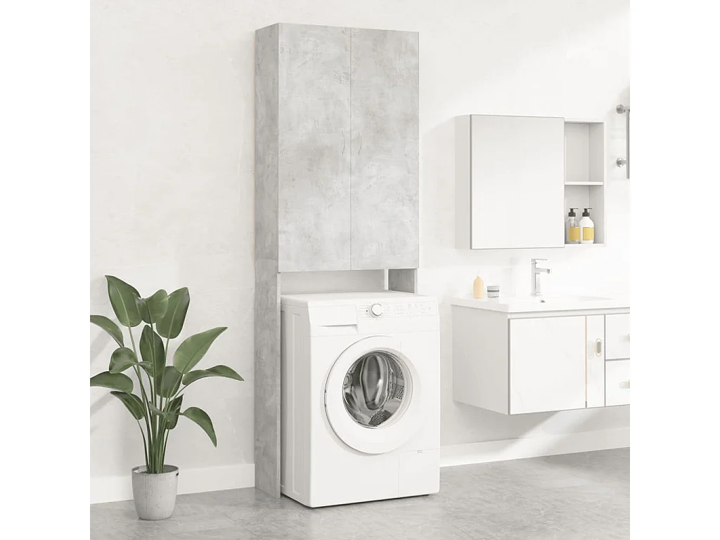 Meuble pour machine à laver Gris béton 64x25,5x190 cm