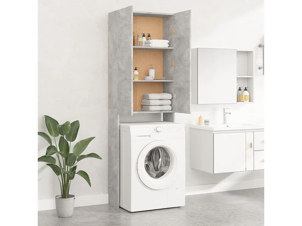 Meuble pour machine à laver Gris béton 64x25,5x190 cm