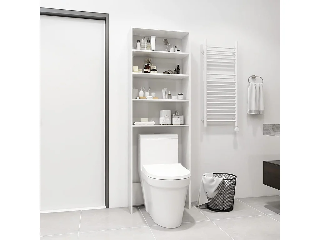 Armário para máquina de lavar branco brilhante 64x24x190 cm