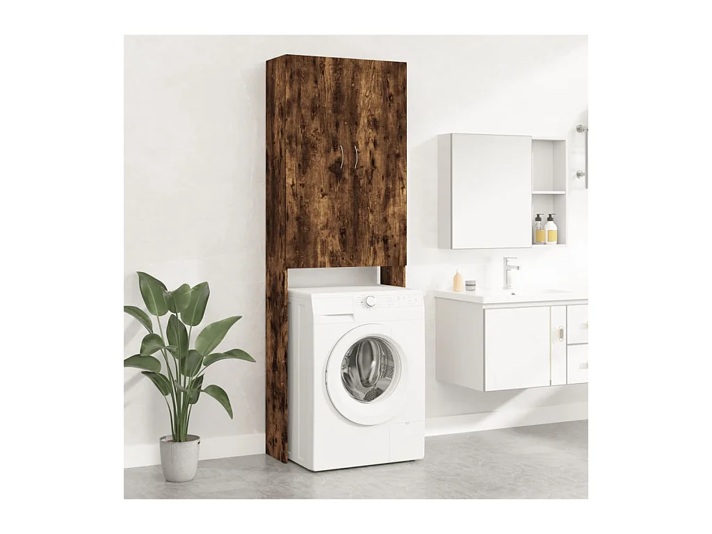 Meuble pour machine à laver Chêne fumé 64x25,5x190 cm