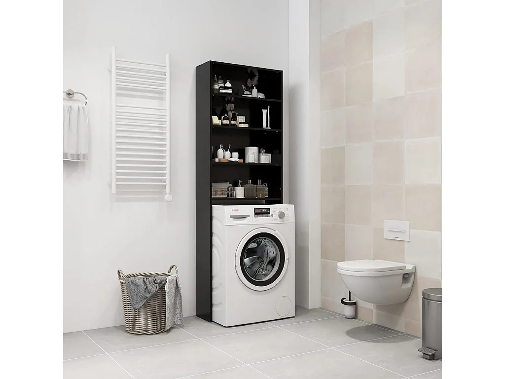 Mueble para lavadora negro 64x24x190 cm