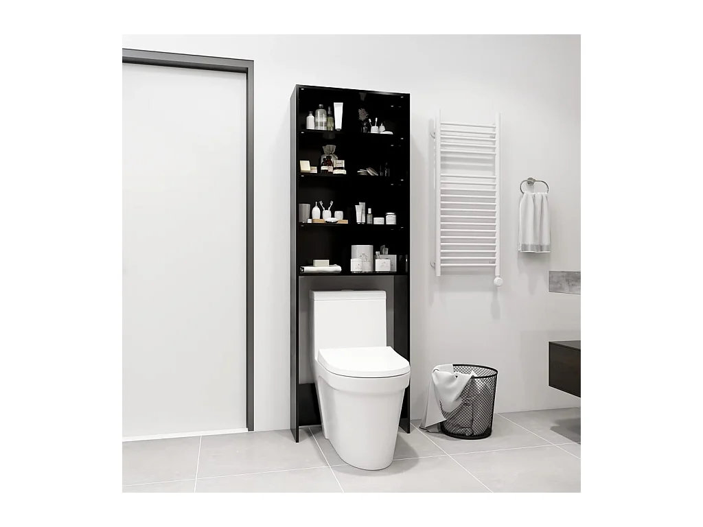 Meuble pour machine à laver noir 64x24x190 cm