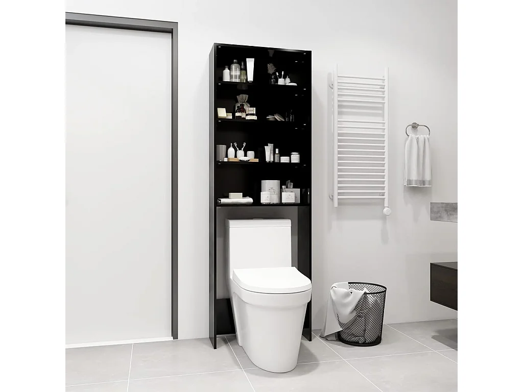 Meuble pour machine à laver noir 64x24x190 cm