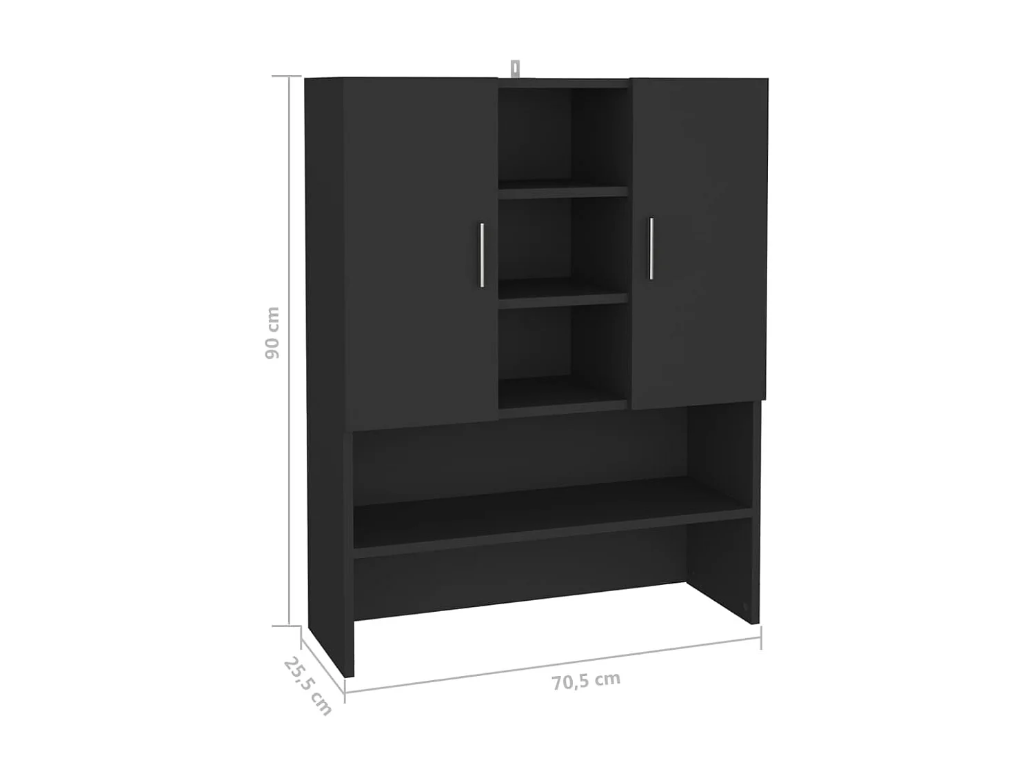 Meuble pour machine à laver Noir 70,5x25,5x90 cm