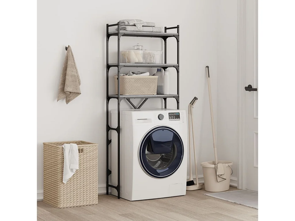 Prateleira para máquina de lavar cinza Sonoma 67x25x163 cm madeira projetada