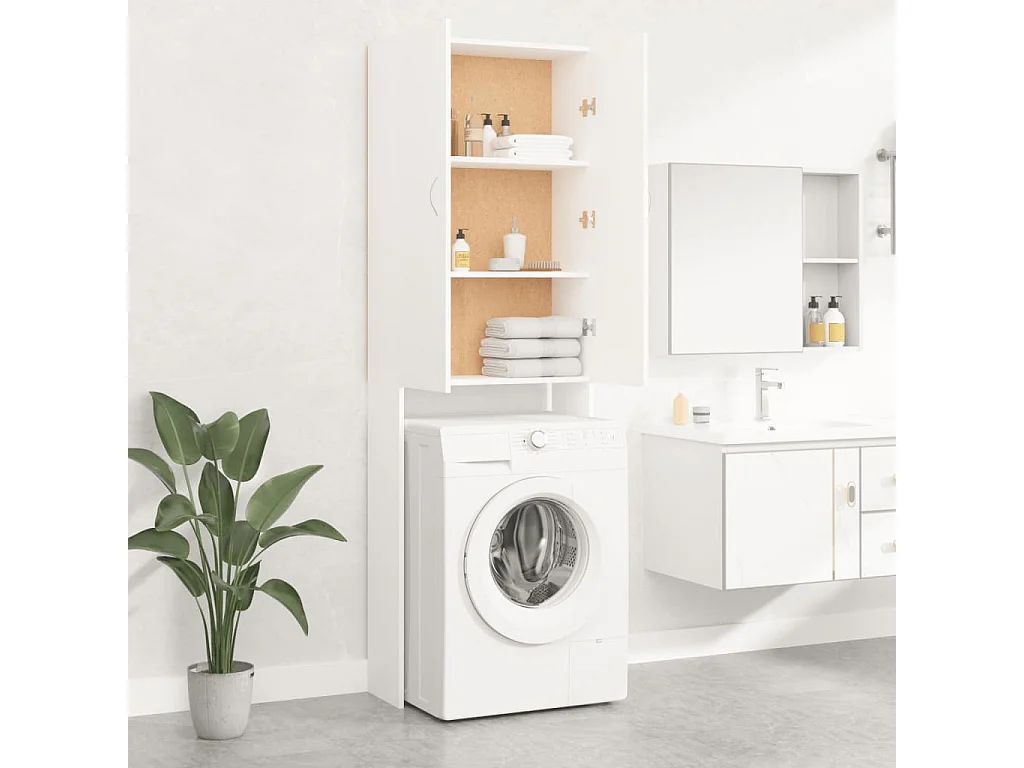 Armário para máquina de lavar Branco 64x25,5x190 cm