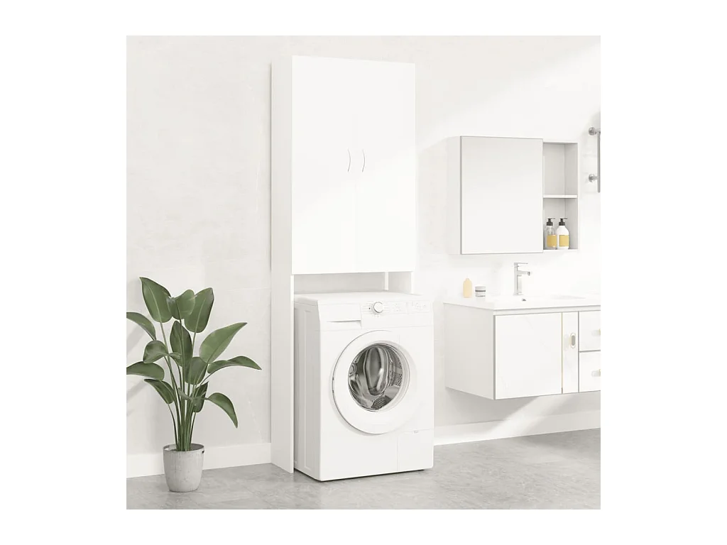Meuble pour machine à laver Blanc 64x25,5x190 cm