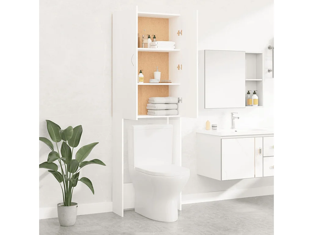 Meuble pour machine à laver Blanc 64x25,5x190 cm