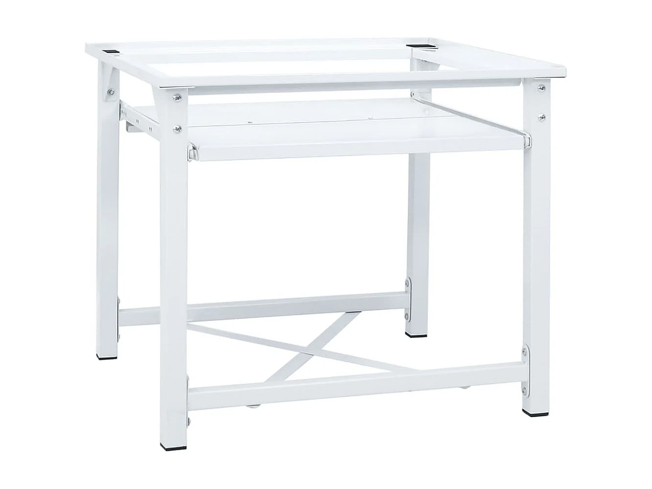 Socle pour machine à laver avec étagère coulissante Blanc