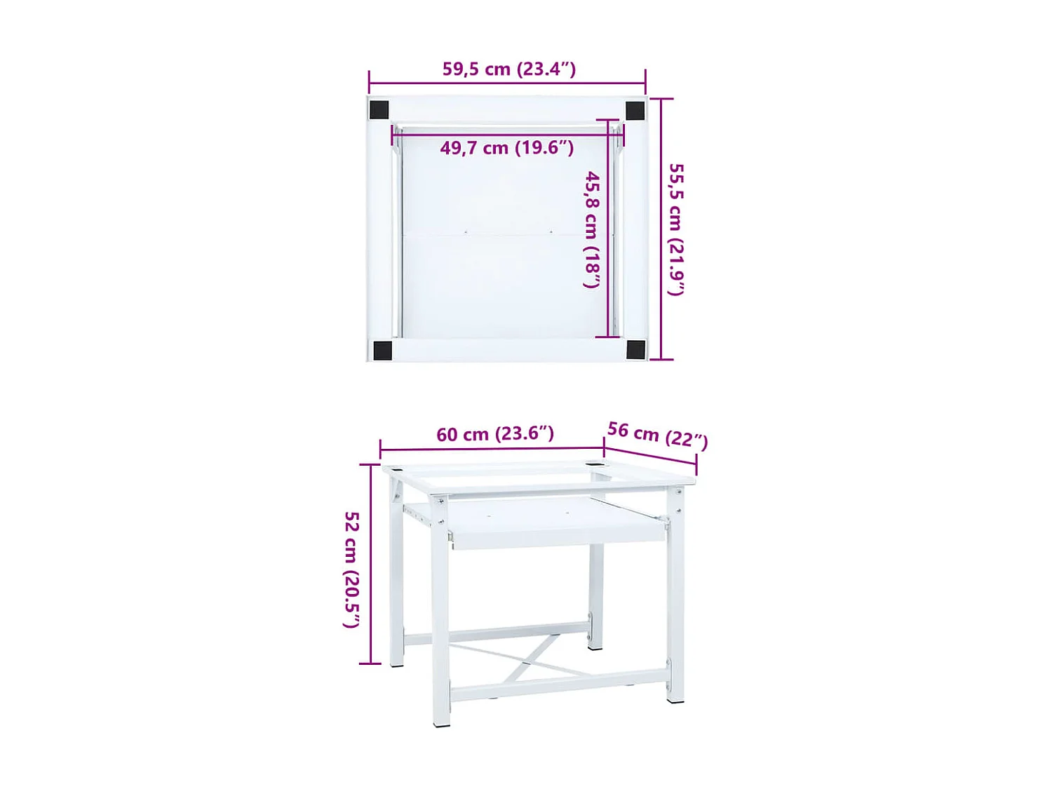 Socle pour machine à laver avec étagère coulissante Blanc