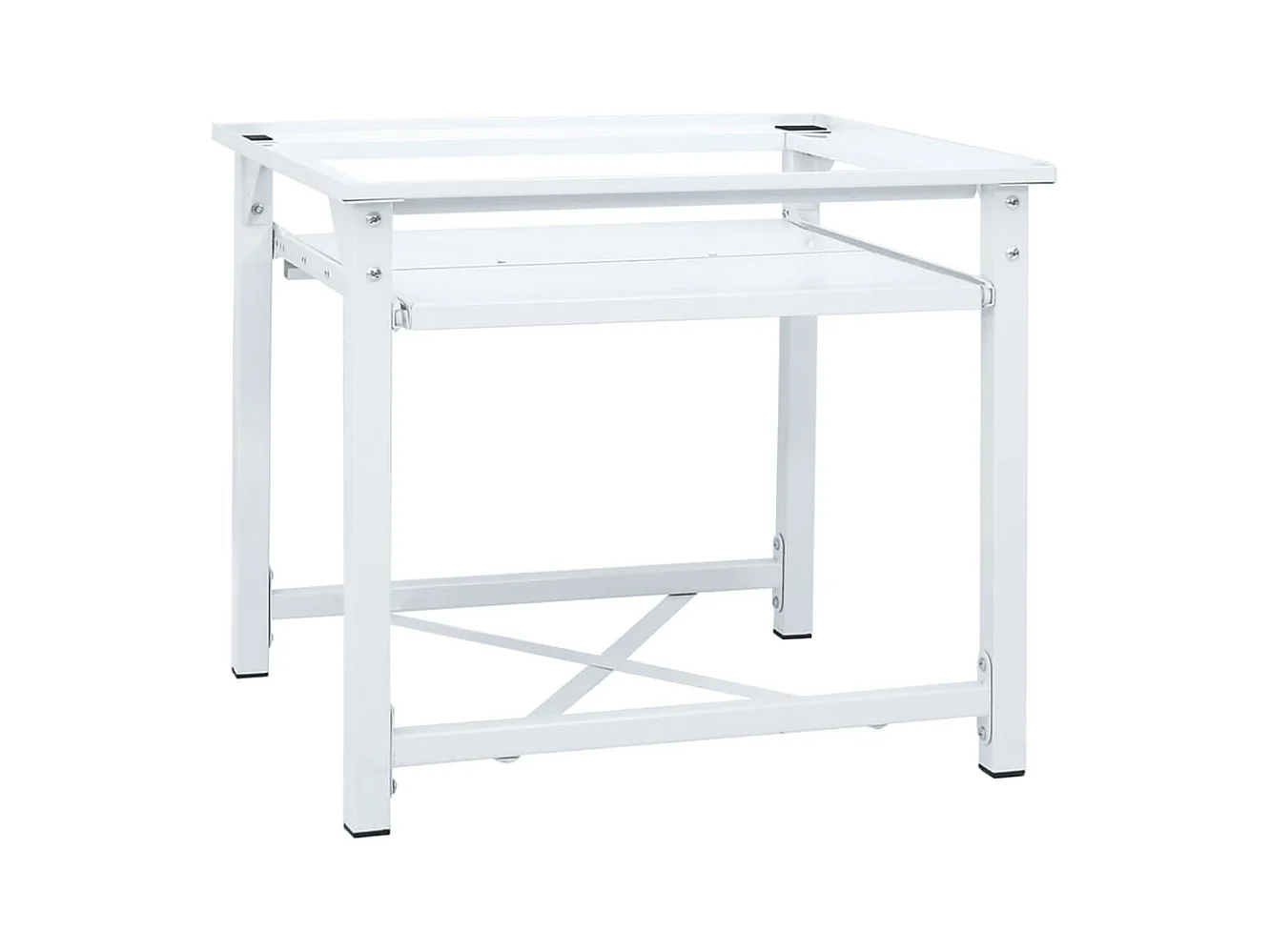 Socle pour machine à laver avec étagère coulissante Blanc