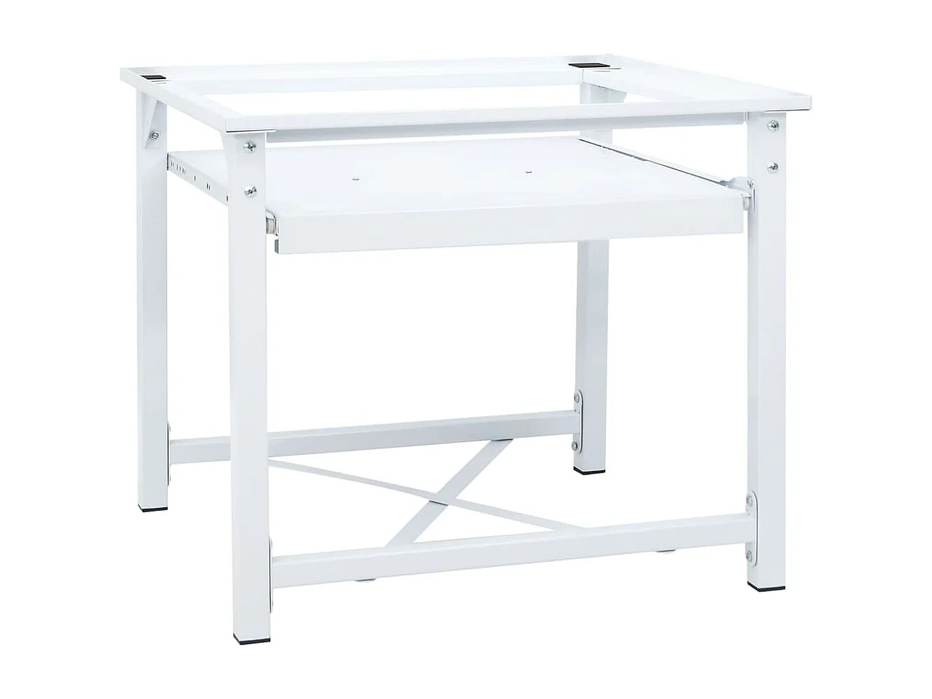 Socle pour machine à laver avec étagère coulissante Blanc