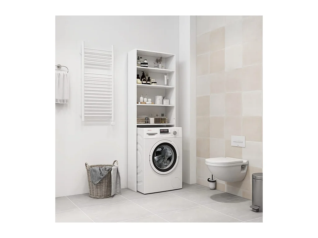 Meuble pour machine à laver Blanc 64x24x190 cm