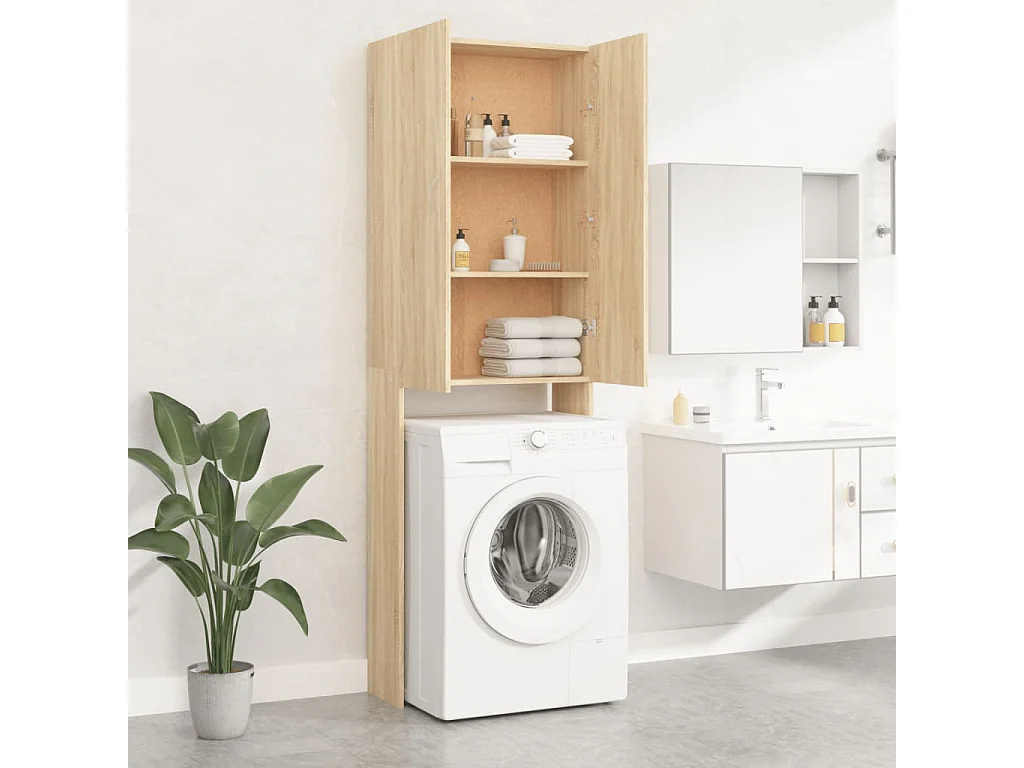 Mueble lavadora roble Sonoma 64x25,5x190 cm