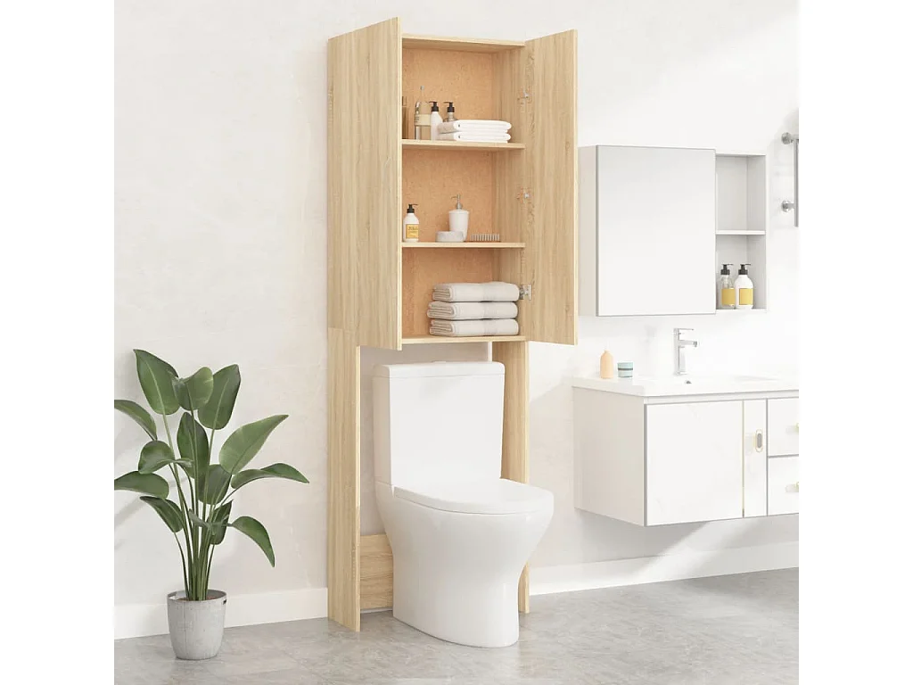 Meuble pour machine à laver Chêne sonoma 64x25,5x190 cm