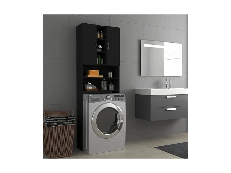 Mobile per lavatrice Nero 64x25,5x190 cm