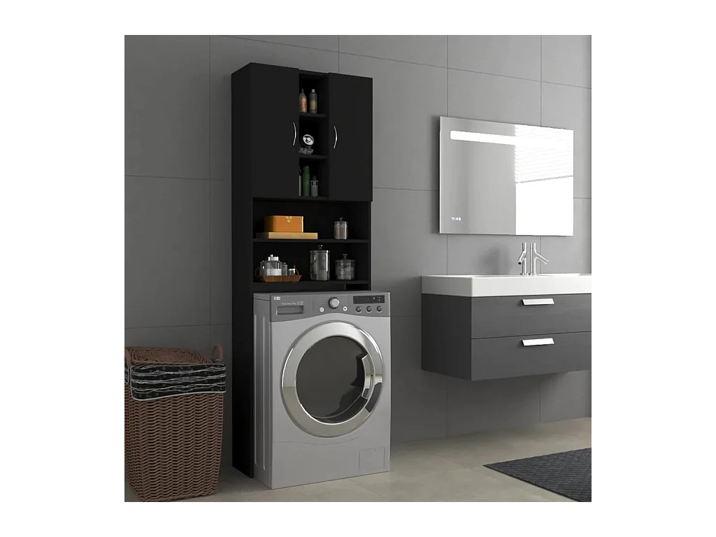 Meuble pour machine à laver Noir 64x25,5x190 cm
