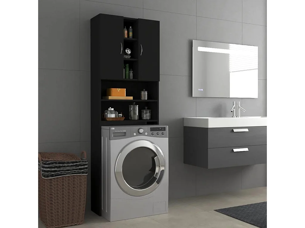 Meuble pour machine à laver Noir 64x25,5x190 cm