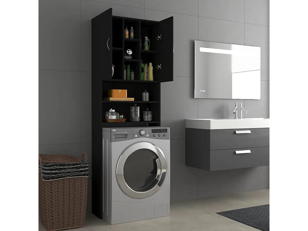 Meuble pour machine à laver Noir 64x25,5x190 cm