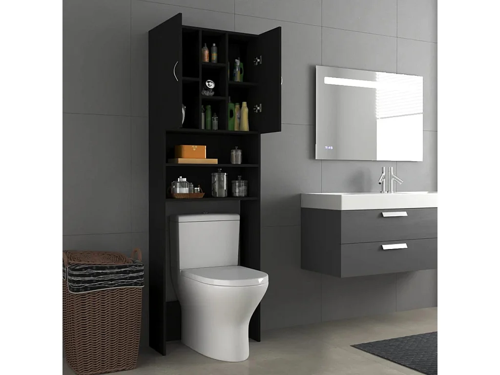 Meuble pour machine à laver Noir 64x25,5x190 cm