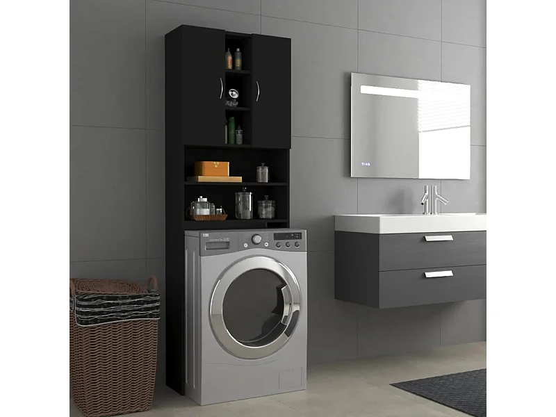 Meuble pour machine à laver Noir 64x25,5x190 cm