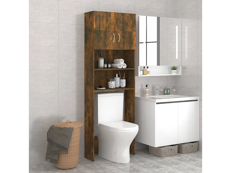 Meuble pour machine à laver Chêne fumé 64x25,5x190 cm