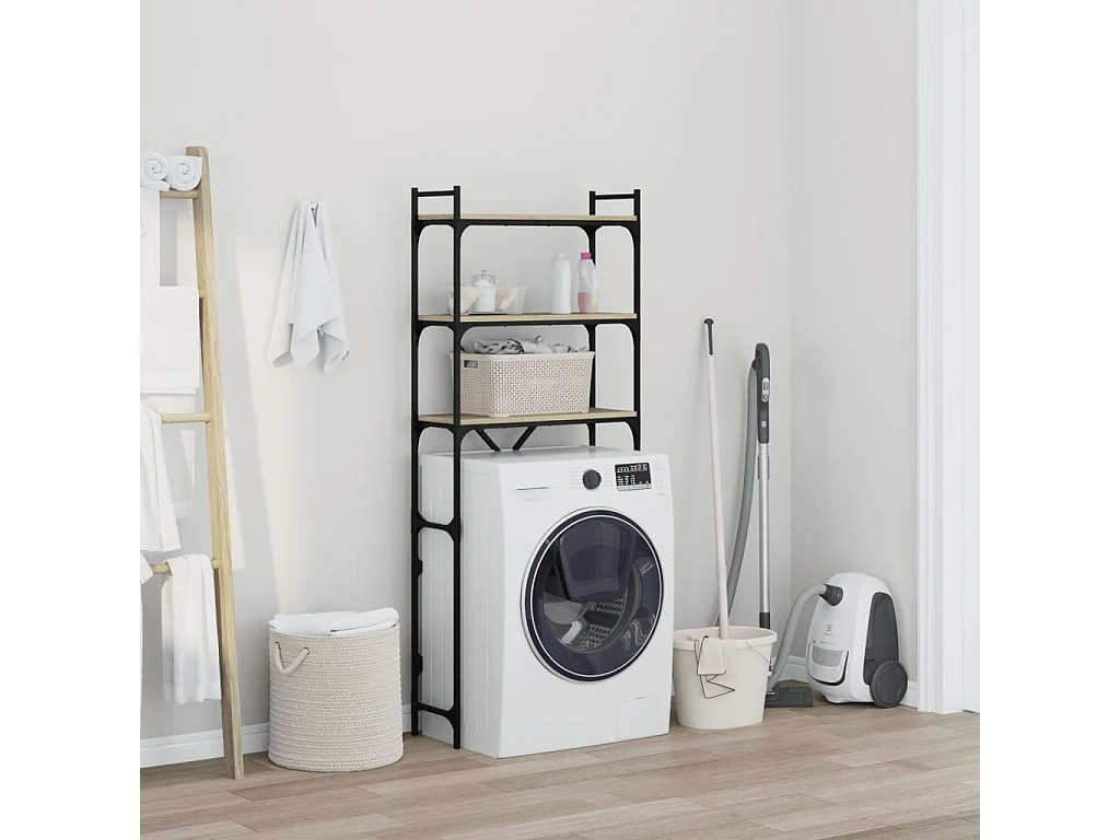 Prateleira para máquina de lavar em carvalho Sonoma 67x25x163 cm madeira projetada