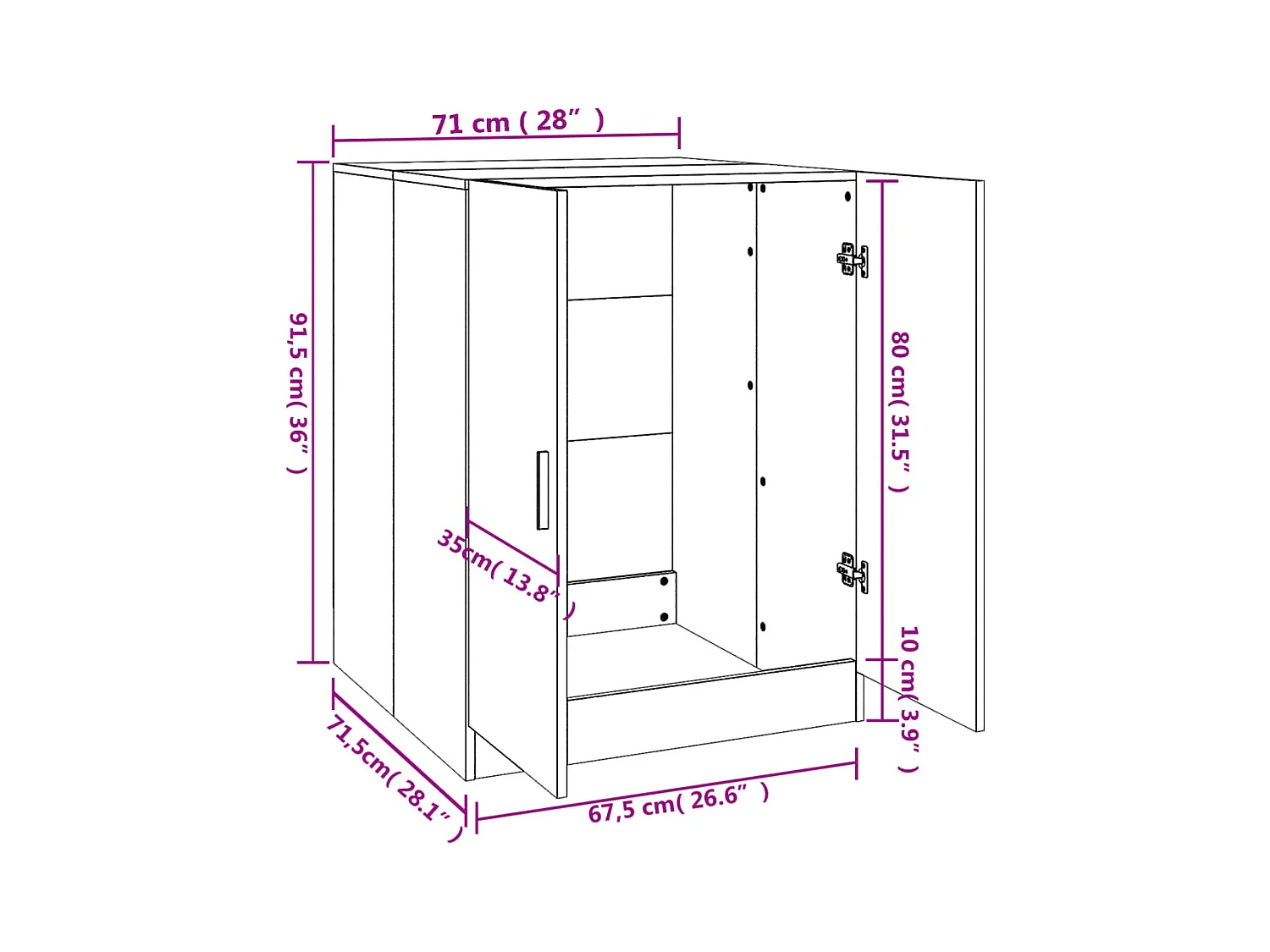 Meuble pour machine à laver Noir 71x71,5x91,5 cm