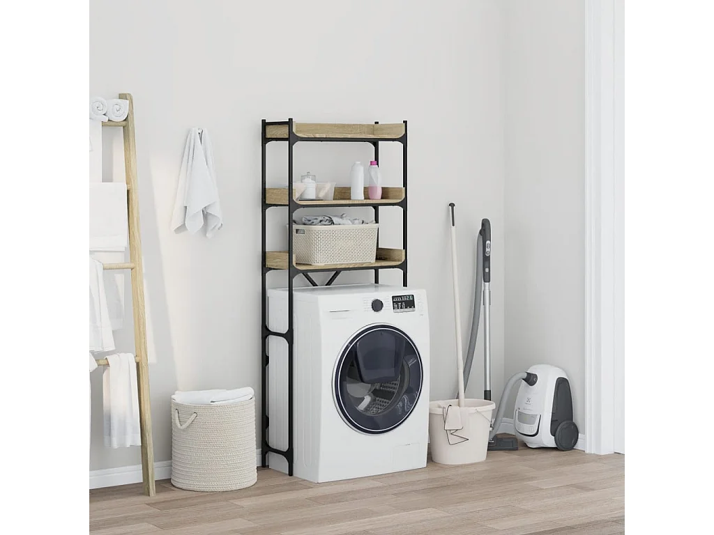 Prateleira para máquina de lavar em carvalho Sonoma 67x25x163 cm madeira projetada