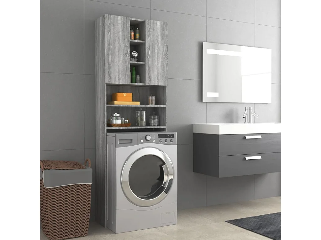 Armário para máquina de lavar Sonoma cinza 64x25,5x190 cm