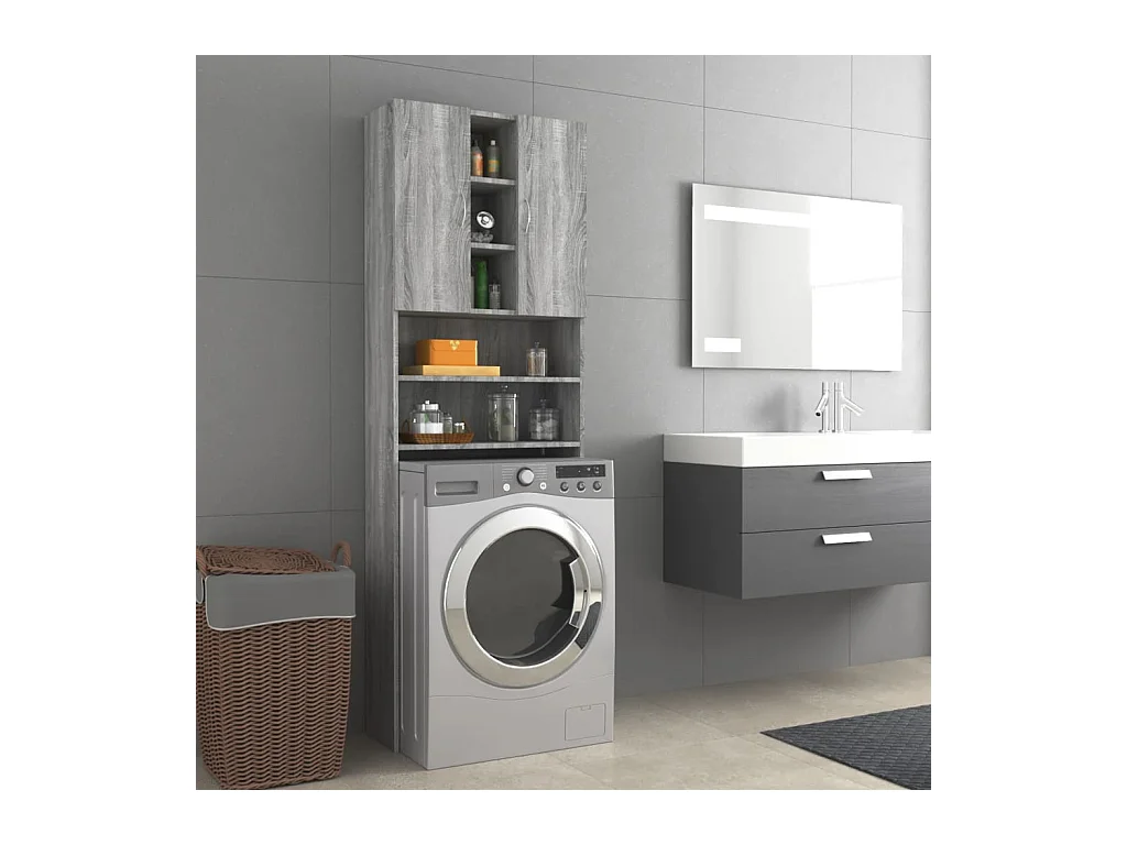 Mueble para lavadora Sonoma gris 64x25,5x190 cm