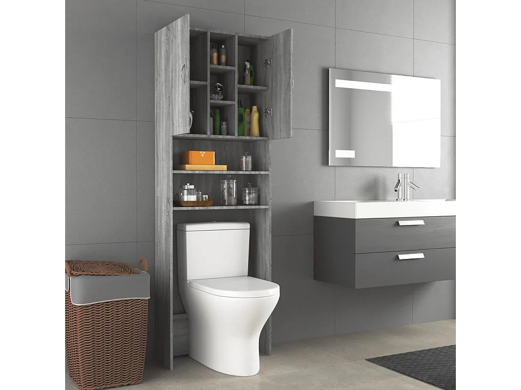 Meuble pour machine à laver Sonoma gris 64x25,5x190 cm