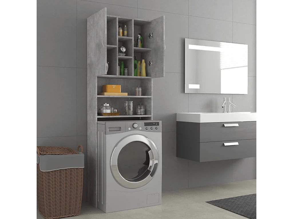 Mueble lavadora Gris hormigón 64x25,5x190 cm