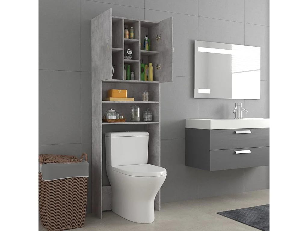 Mueble lavadora Gris hormigón 64x25,5x190 cm