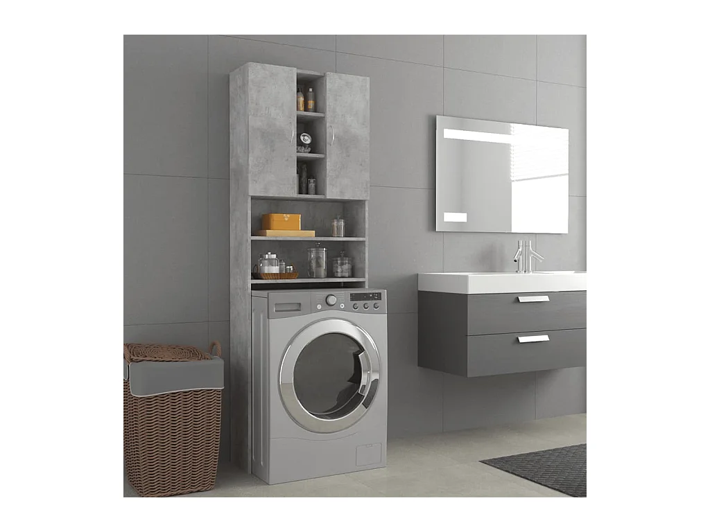 Meuble pour machine à laver Gris béton 64x25,5x190 cm
