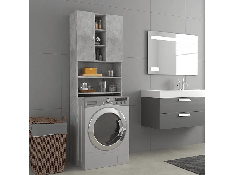 Meuble pour machine à laver Gris béton 64x25,5x190 cm