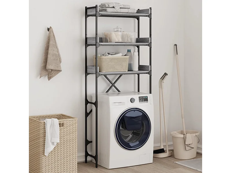 Étagère de lave-linge sonoma gris 67x25x163 cm bois ingénierie