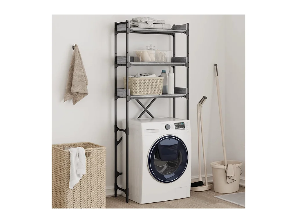 Étagère de lave-linge sonoma gris 67x25x163 cm bois ingénierie