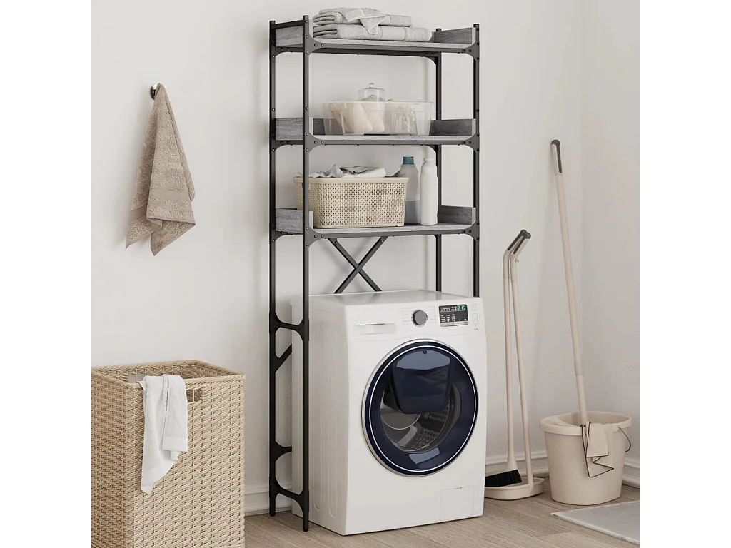 Étagère de lave-linge sonoma gris 67x25x163 cm bois ingénierie