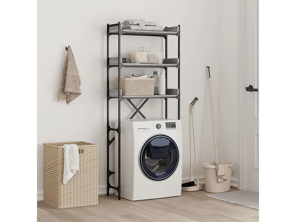 Étagère de lave-linge sonoma gris 67x25x163 cm bois ingénierie